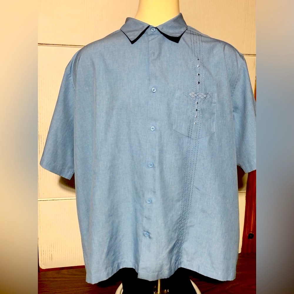 Cafe Luna 3XL men’s button front blue shirt. Hubby wore in the casinos i…